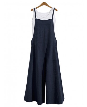 Casual Solid Color Spaghetti Strap Jumpsuits For Women