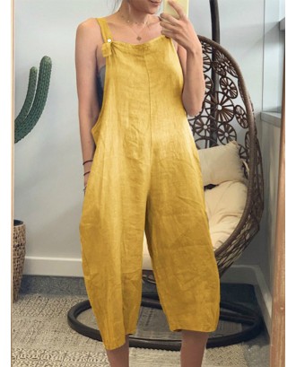 Solid Color Straps Casual Jumpsuits for Women