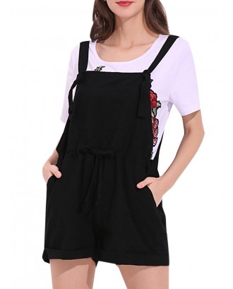 Fashion Strap Pockets Jumpsuits Shorts for Women