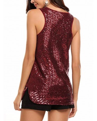 Sequins Bling Sleeveless Casual Tank Top for Women