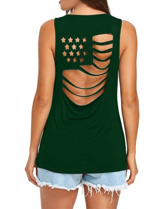 Backless Hollow Pure Color Tank Top for Women