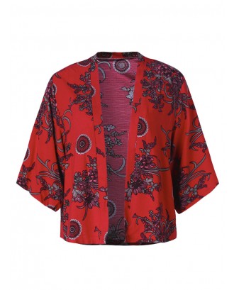 Casual Women Half Sleeve Printed Chiffon Kimono