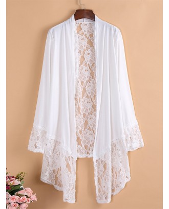 Lace Patchwork Irregular Long Sleeve Kimono