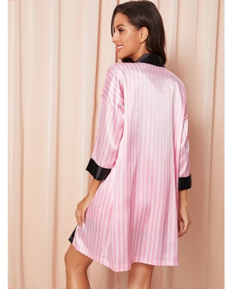 Striped Satin Belted Robe