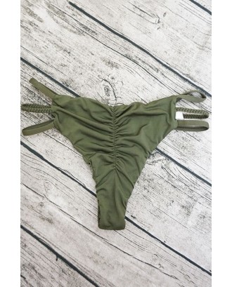 Army-green Strappy Scrunch Butt Thong Beautiful Swimwear Bottom