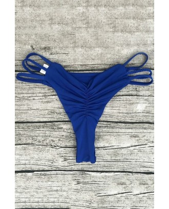Blue Strappy Scrunch Butt Thong Beautiful Swimwear Bottom