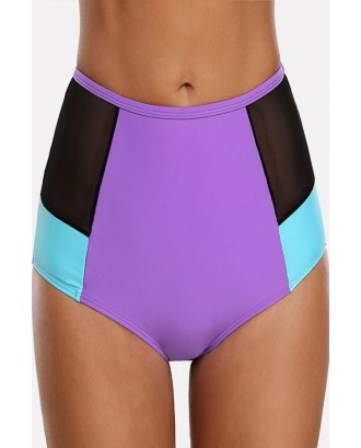 Purple Color Block High Waist Beautiful Swim Swimwear Bottom