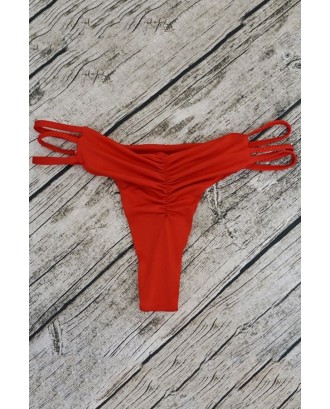Red Strappy Scrunch Butt Thong Beautiful Swimwear Bottom