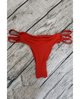 Red Strappy Scrunch Butt Thong Beautiful Swimwear Bottom