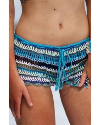 Striped Crochet Drawstring Beautiful Swim Shorts