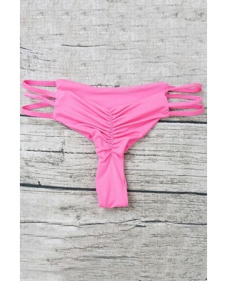 Hot-pink Strappy Scrunch Butt Thong Beautiful Swimwear Bottom