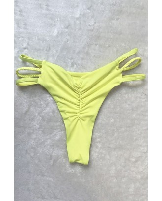 Yellow Strappy Scrunch Butt Thong Beautiful Swimwear Bottom