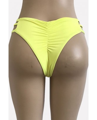 Yellow Strappy Scrunch Butt Thong Beautiful Swimwear Bottom