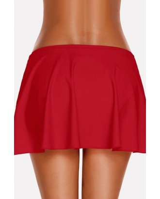 Red Slit Twisted Skirted Beautiful Swimsuit Bottom