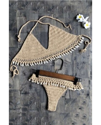 Shell Fringe Crochet Triangle High Cut Beautiful Swimwear Swimsuit