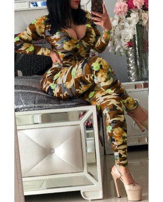 Lovely Trendy Camouflage Printed Green One-piece Jumpsuit