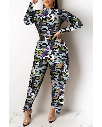 Lovely Chic Camouflage Printed One-piece Jumpsuit(Without Belt)