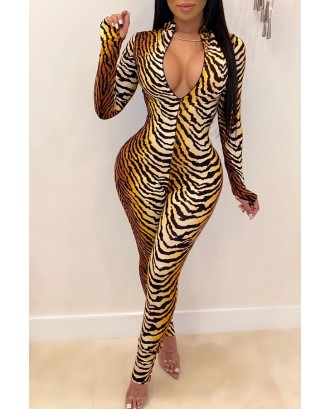 Lovely Beautiful Tiger Stripes One-piece Jumpsuit