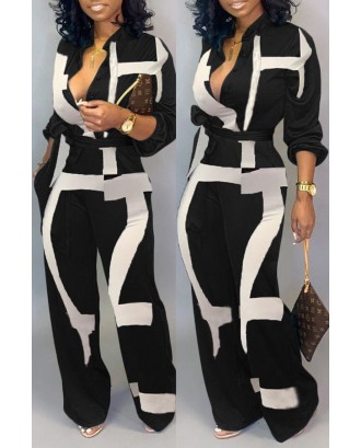 Lovely Casual Printed Black One-piece Jumpsuit