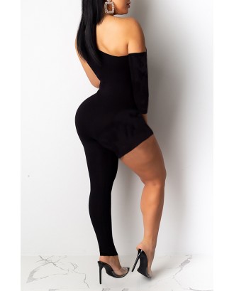 Lovely Trendy Asymmetrical Black One-piece Jumpsuit