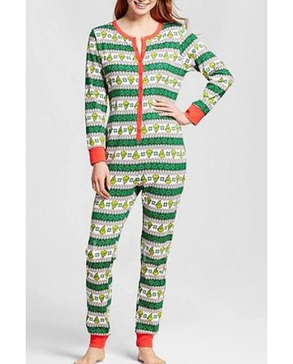 Lovely Family Printed Green One-piece Jumpsuit