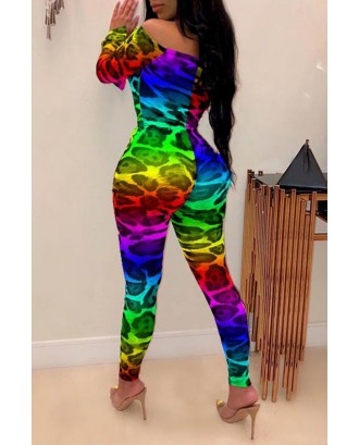 Lovely Beautiful Leopard Printed Multicolor One-piece Jumpsuit