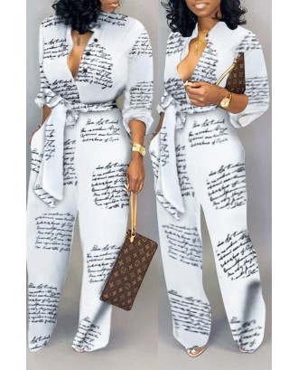 Lovely Casual Letter Printed White One-piece Jumpsuit