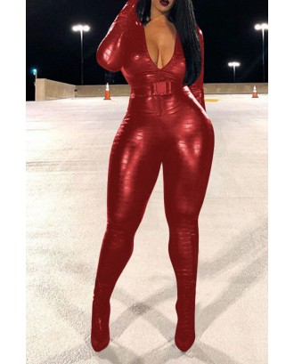 Lovely Trendy Skinny Red One-piece Jumpsuit(Without Belt)