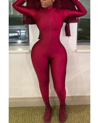 Lovely Trendy Skinny Wine Red One-piece Jumpsuit