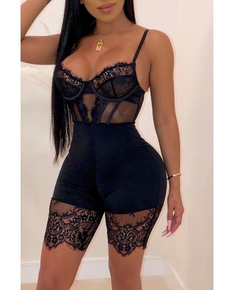 Lovely Beautiful Hollow-out Black One-piece Romper