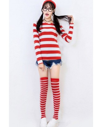 Red Striped Where's Wally Cosplay Apparel