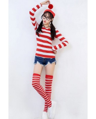 Red Striped Where's Wally Cosplay Apparel