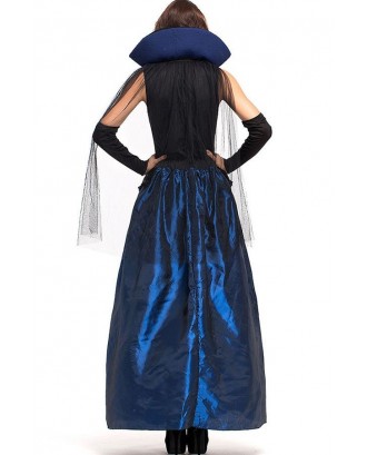 Dark-blue Vampire Dress Queen Halloween Apparel