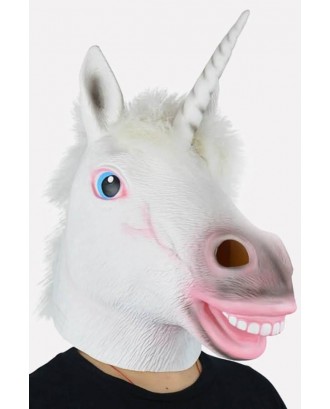 White Unicorn Full Head Cute Halloween Apparel Mask