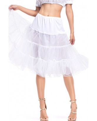 White Layered Tulle Petticoat Skirt