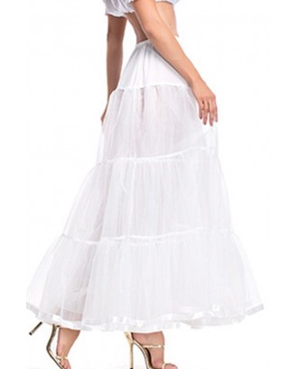 White Layered Tulle Maxi Petticoat Skirt