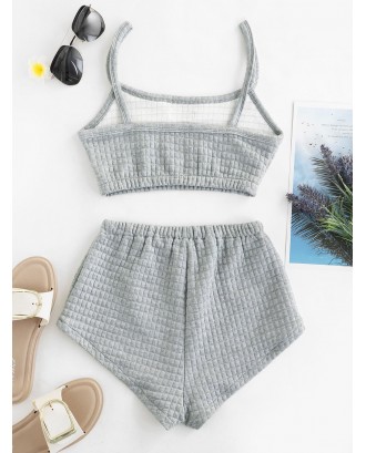 My Pretty Girl Patched Textured Square Two Piece Set - Gray Cloud S