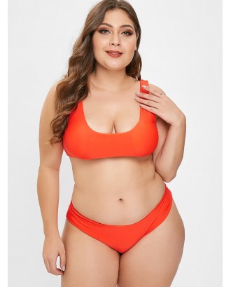  Plus Size Tank Swimwear Set - Papaya Orange 3x